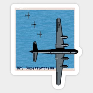 B29 Superfortress WW2 bomber airplane over the sea Sticker